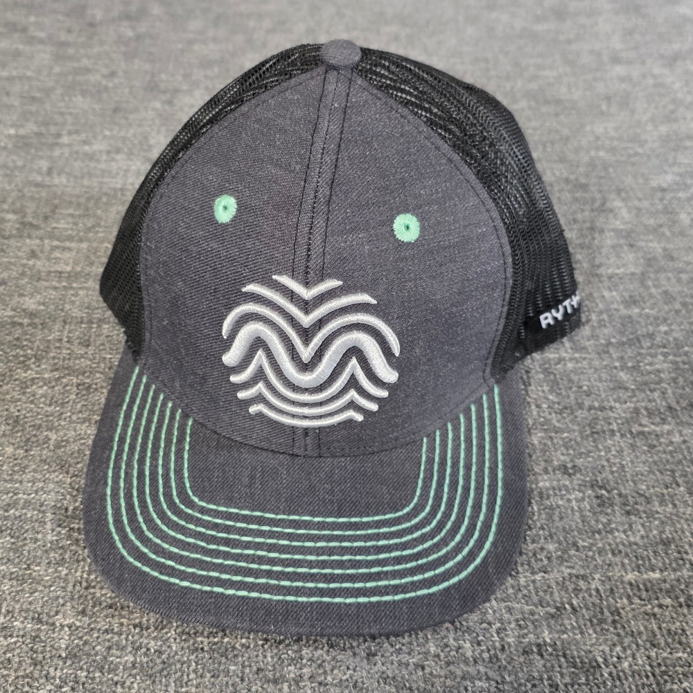 RYTHM Find Your Rythm Cannabis Black Mesh Trucker Hat Snapback Mint Logo